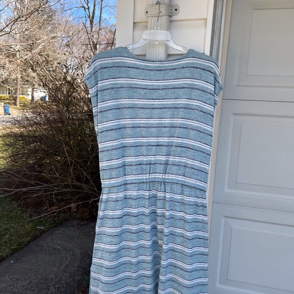 NWT Talbots Pretty Blues White Stripe Tie Waist Short Sleeve Midi Dress - Picture 7 of 9